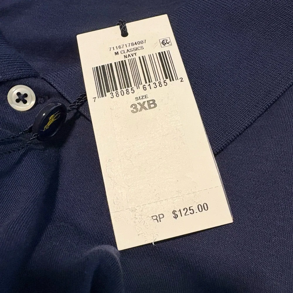 Polo by Ralph Lauren Men's Navy Blue Long Sleeve Polo 3XB NWT